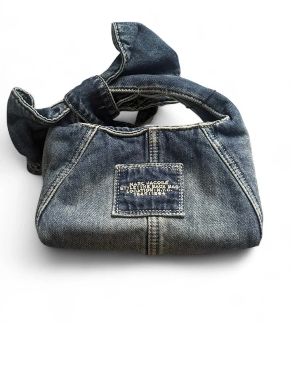 Marc Jacobs Denim Mini Sack
Bag with Knotted Handle - Picture 5 of 7